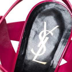 Pre Owned صندل سان لوران تريبوت جلد لامع وردي مقاس 41