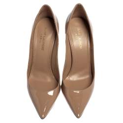 مملوكة مسبقًا Saint Laurent Beige Patent Leather Anja Pumps Size 37