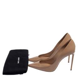 مملوكة مسبقًا Saint Laurent Beige Patent Leather Anja Pumps Size 37
