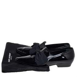 Pre Owned Saint Laurent Black Patent Leather Deven Loafers Size 38