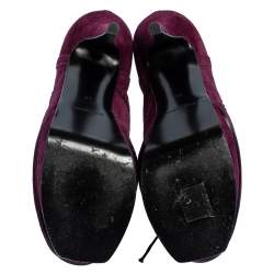 Saint Laurent Burgundy Suede Janis  Ankle Boots Size 38