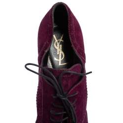 Saint Laurent Burgundy Suede Janis  Ankle Boots Size 38