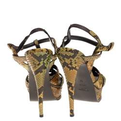 Pre Owned Saint Laurent Multicolor Snakeskin Leather Tribute Sandals Size 39