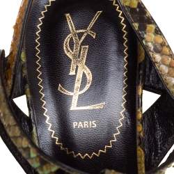 Pre Owned Saint Laurent Multicolor Snakeskin Leather Tribute Sandals Size 39