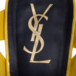 Pre Owned Saint Laurent Yellow Patent Leather Tribute Sandals Size 40