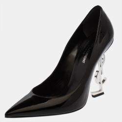Saint Laurent Paris Black Patent Leather Opyum Pointed Toe Pumps Size 39
