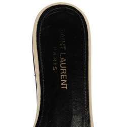 Pre Owned Saint Laurent Cream Patent Leather Tribute Flats Size 37