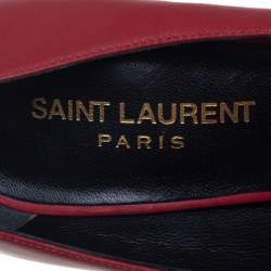 مملوكة مسبقًا Saint Laurent Red Leather Platform Janis Pumps Size 38