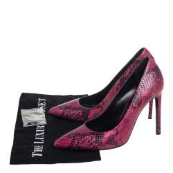 Saint Laurent Two Tone Python Embossed Leather Pointed Toe Pumps Size 38