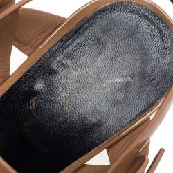 Pre Owned Saint Laurent Beige Patent Leather Tribute Platform Ankle Strap Sandals Size 36.5