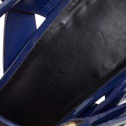 Pre Owned صندل سان لوران تريبيوت جلد أزرق لامع مقاس 36