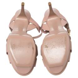 Pre Owned Saint Laurent Beige Leather Tribute Sandals Size 40
