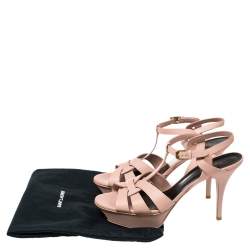 Pre Owned Saint Laurent Beige Leather Tribute Sandals Size 40