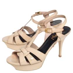 مملوكة مسبقًا صندل سان لوران تريبيوت جل د بيج لامع مقاس 37.5