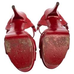مملوكة مسبقًا Saint Laurent Red Leather Tribute Sandals Size 38.5