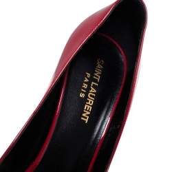 Pre Owned Saint Laurent Red Patent Leather Skinny Pointed Toe Pumps Size 38