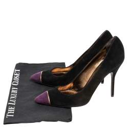 Saint Laurent Paris Black/Purple Suede Pointed Toe Pumps Size 41