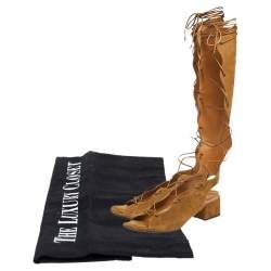 Pre Owned Saint Laurent Beige Suede Babies Gladiator Sandals Size 40