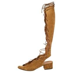 Pre Owned Saint Laurent Beige Suede Babies Gladiator Sandals Size 40
