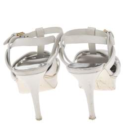 Pre Owned Saint Laurent White Leather Tribute Sandals Size 36