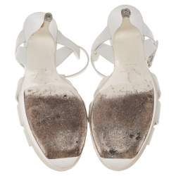 Pre Owned Saint Laurent White Leather Tribute Sandals Size 36