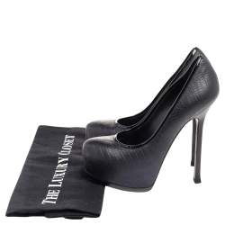 Pre Owned حذاء كعب عالي سان لوران تريبوت جلد أسود مقاس 36.5