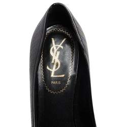 Pre Owned حذاء كعب عالي سان لوران تريبوت جلد أسود مقاس 36.5