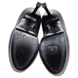 Pre Owned حذاء كعب عالي سان لوران تريبوت جلد أسود مقاس 36.5