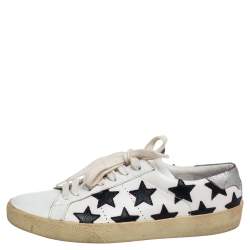 Saint Laurent White Leather Star Court Classic California Sneakers Size 37
