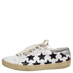 Pre Owned Saint Laurent White Leather Star Court Classic California Sneakers Size 37