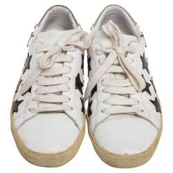 Pre Owned Saint Laurent White Leather Star Court Classic California Sneakers Size 37