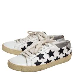 Pre Owned Saint Laurent White Leather Star Court Classic California Sneakers Size 37