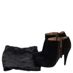 Saint Laurent Black Suede Side Zipp Ankle Boots Size 36.5