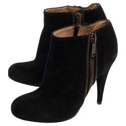 Saint Laurent Black Suede Side Zipp Ankle Boots Size 36.5