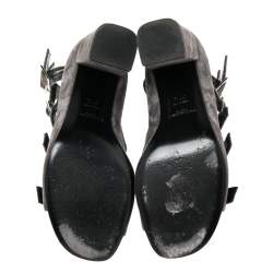 Saint Laurent Grey Suede Gladiator Sandals Size 37.5