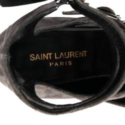 Saint Laurent Grey Suede Gladiator Sandals Size 37.5