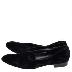 Saint Laurent Black Velvet Slip On Smoking Loafers Size 41