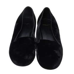 Saint Laurent Black Velvet Slip On Smoking Loafers Size 41