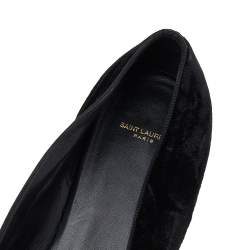 Saint Laurent Black Velvet Slip On Smoking Loafers Size 41