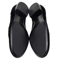 Saint Laurent Black Velvet Slip On Smoking Loafers Size 41