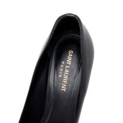 Pre Owned Saint Laurent Black Leather Janis Platform Pumps Size 37.5