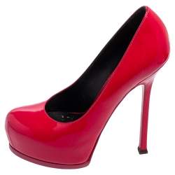 Saint Laurent Magenta Patent Leather Tribtoo Platform Pumps Size 38.5