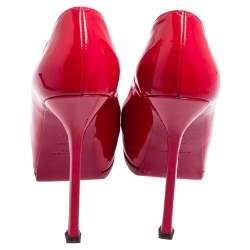 Saint Laurent Magenta Patent Leather Tribtoo Platform Pumps Size 38.5