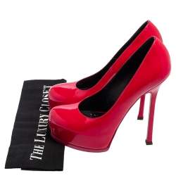 Saint Laurent Magenta Patent Leather Tribtoo Platform Pumps Size 38.5