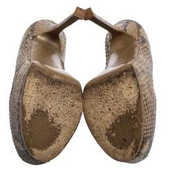 Saint Laurent Beige Python Tribtoo Platform Pumps Size 38