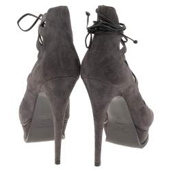 Saint Laurent Grey Suede Tribute 16 Gladiator Platform Sandals Size 39
