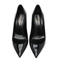 Pre Owned Saint Laurent Black Patent Leather Opyum Pointed Toe Pumps Size 39