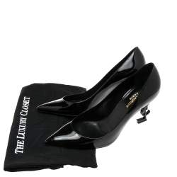 Pre Owned Saint Laurent Black Patent Leather Opyum Pointed Toe Pumps Size 39