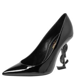 مملوكة مسبقًا Saint Laurent Black Patent Leather Opyum  Pointed Toe Pumps Size 36.5