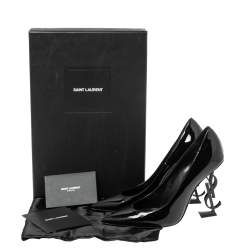 مملوكة مسبقًا Saint Laurent Black Patent Leather Opyum  Pointed Toe Pumps Size 36.5